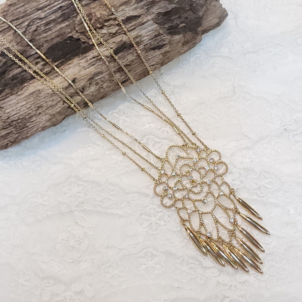 Baublebar Multi-strand Necklace with Chandelier and Rhinestone Pendant